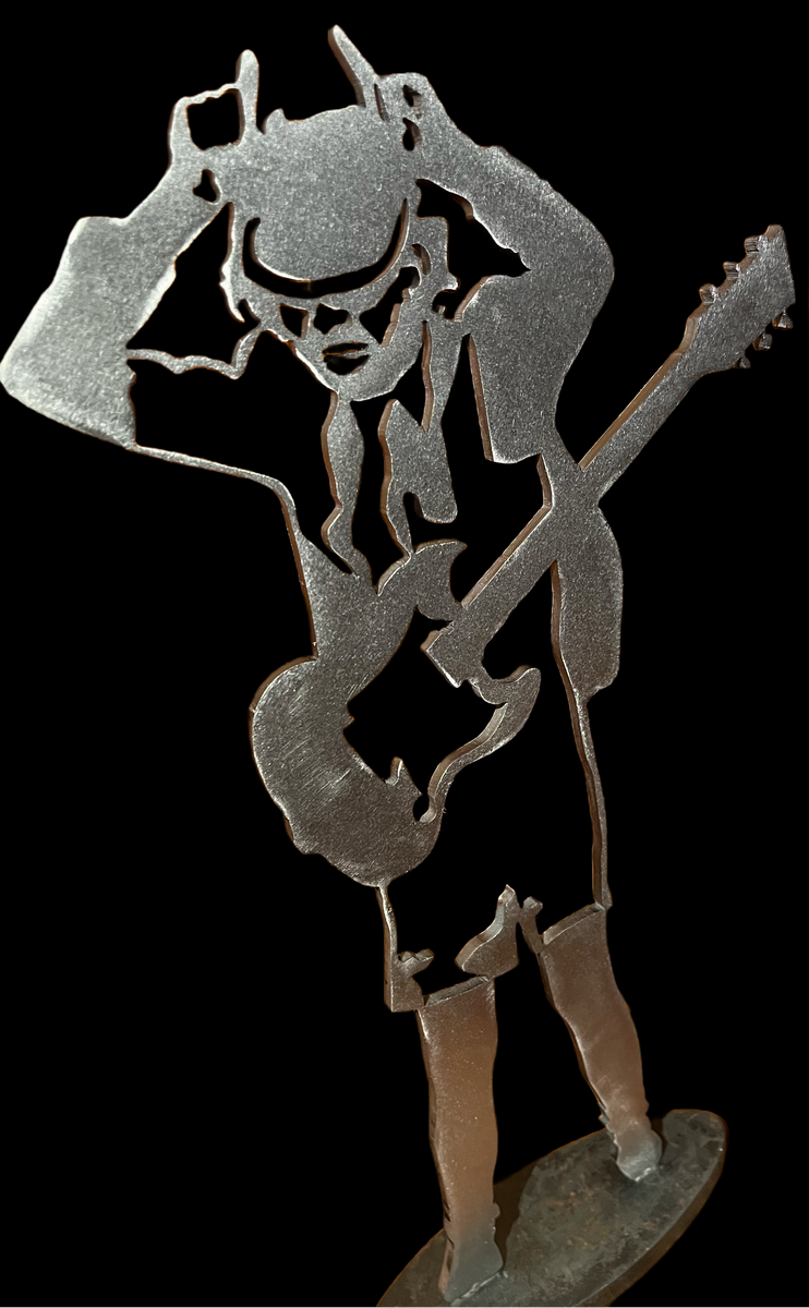 Silhouette En Carton Grandeur Nature D'Angus Young (AC/DC) - Doigt Levé !